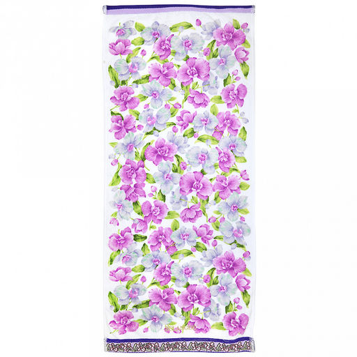"Япония-2030" Полотенце махровое 34х78см, плотность 300гр/м2, 100% хлопок, Орхидея светлая, белый, Bolangde (Китай)