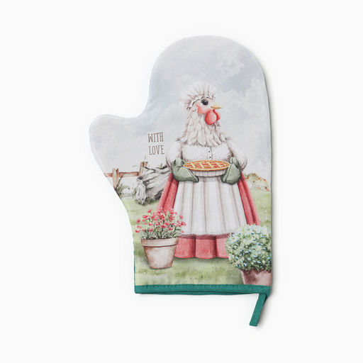 Набор кух. Доляна Курочка: варежка 20х28 см, прихватка 17х17 см, 35% хл, 65% пэ  фото 2