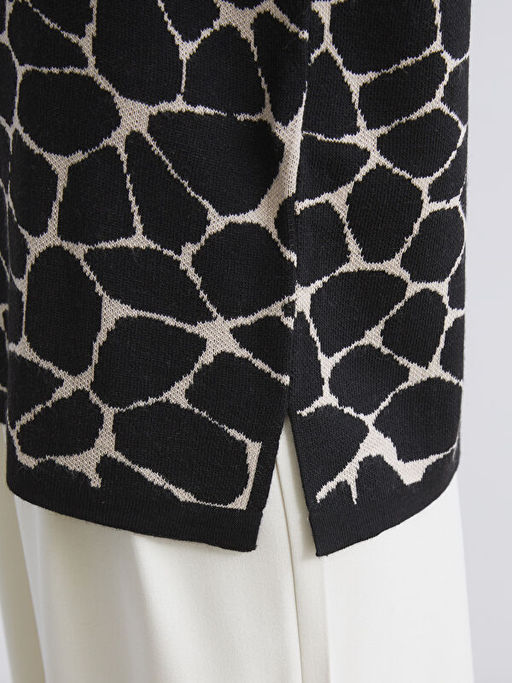 Bisiklet Yaka Desenli Kad?n Triko Kazak