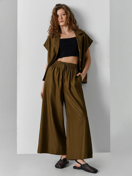 Бриджи домашние женские льняные зеленые - Mark formelle фото 6