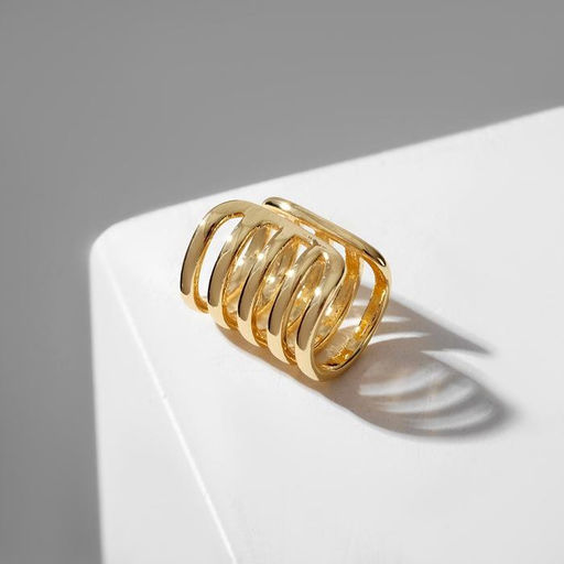 Серьга Кафф пять полос, цвет золото - Queen fair фото 2