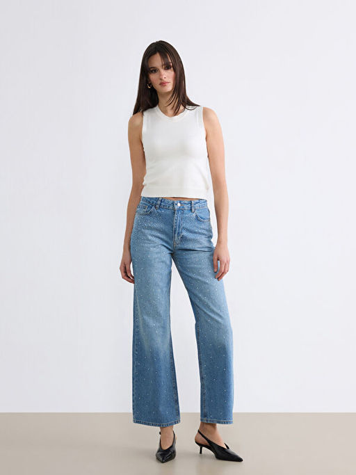 Wideleg Ta?l? Kad?n Jean Pantolon