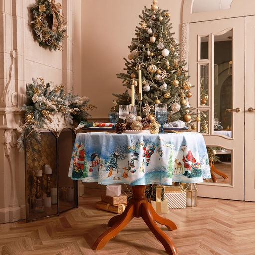 Скатерть Этель Рождественский вечер, d=220 см, 100% хл, саржа 190 г/м2  фото 3