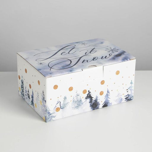Коробка подарочная новогодняя складная Let it snow, 22×15×10 см, Новый год