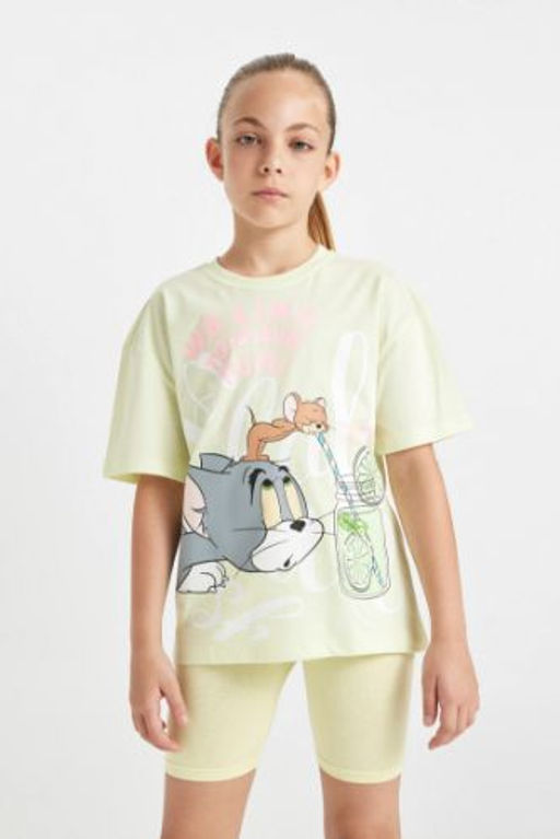 K?z Cocuk Tom & Jerry Relax Fit Bisiklet Yaka K?sa Kollu Tisort