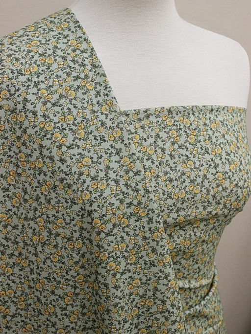 Вискоза с хлопком Дарина (желтые цветочки), ш.1.49м, хлопок-50%, вискоза-50%, 90гр/м.кв - Купава фото 2