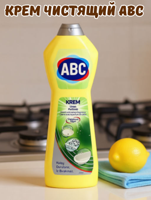 Крем чистящий для газовых плит, кухонных поверхностей и ванн "ABC Лимон" 750мл (Турция)