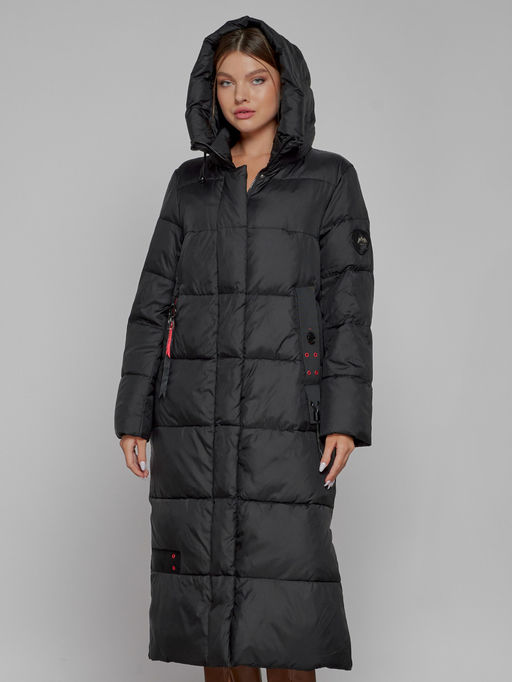 Пальто утепленное с капюшоном зимнее женское черного цвета 52109Ch - Mtforce фото 5