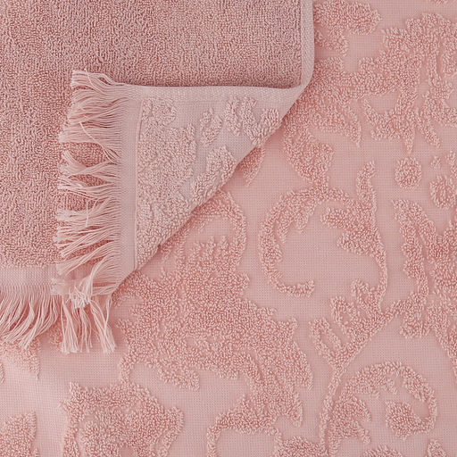 Полотенце махровое "Королевский шик" 50х90см, хлопок 100%, с бахромой, пыльная роза (Китай)