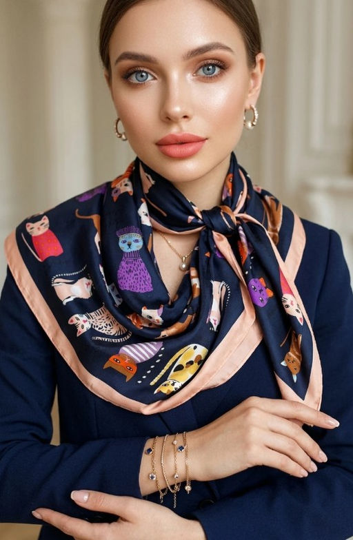 K13595 Платок (60/60 шелк искусственный) МУЛЬТИЦВЕТ_14
