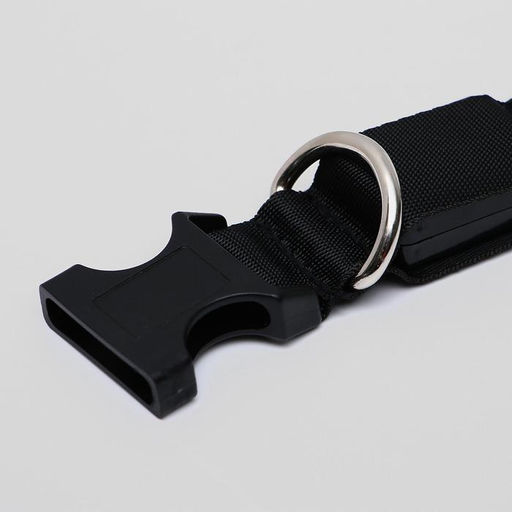 Ошейник с подсветкой размер М, ОШ 40-48 х 2,5 см, 3 режима свечения чёрный - Пижон фото 4