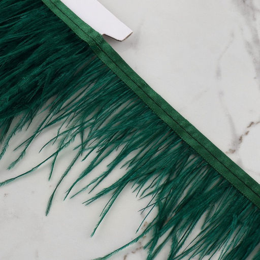 Перья страуса декоративные, на ленте, 8-10 см, 5±0.5 м, зелёные