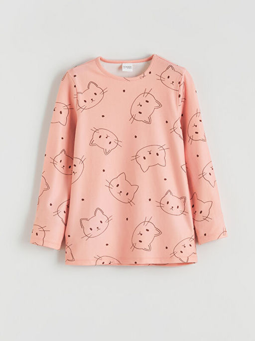 Bisiklet Yaka Polar K?z ?ocuk Pijama Tak?m?