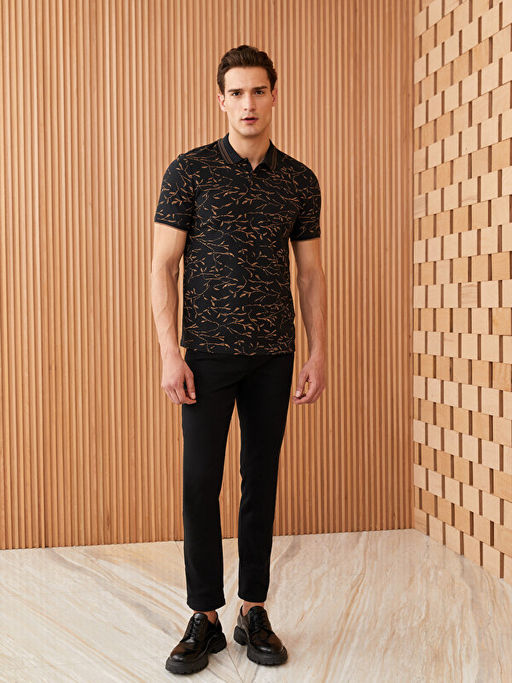 Polo Yaka K?sa Kollu Desenli Pike Erkek Ti??rt