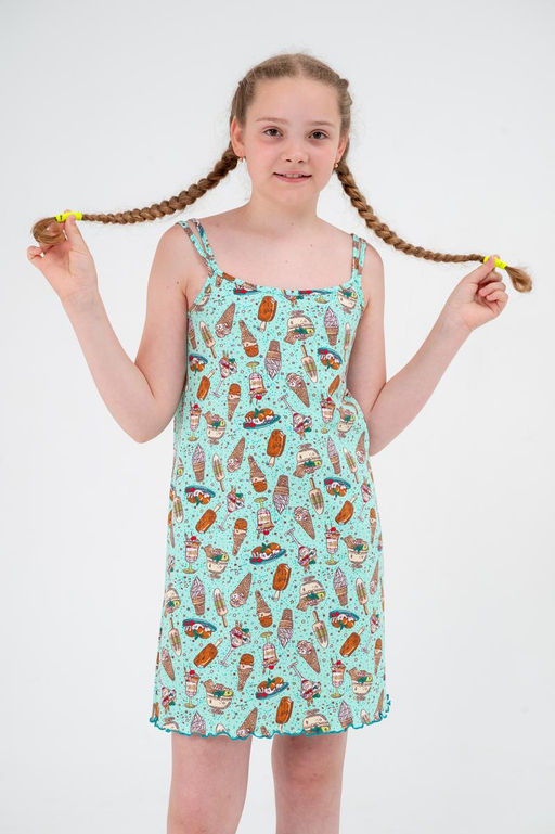 Ночная сорочка подростковая из кулирки Оливия мороженное - Амадэль фото 3