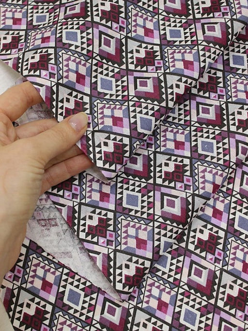 Бязь Этно - мозаика цв.сливовый, ш.1.5м, хлопок-100%, 120гр/м.кв - Купава фото 4