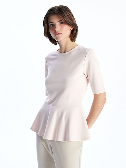 Bisiklet Yaka Peplum Bluz