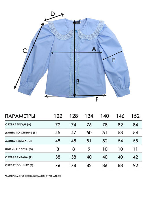 Блузка для девочек - Синий мир фото 2