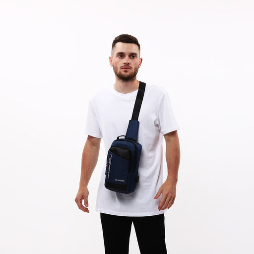 Сумка слинг мужская из текстиля, с USB, цвет синий - Simaland фото 10
