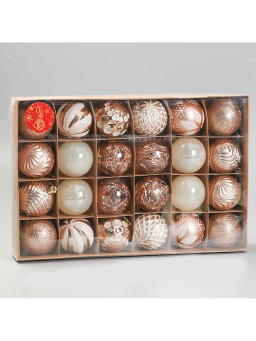 Ёлочные игрушки Мелодия ассорти люкс, шары новогодние, d=6 см, набор 24 шт., бело-золотой - Зимнее волшебство фото 9