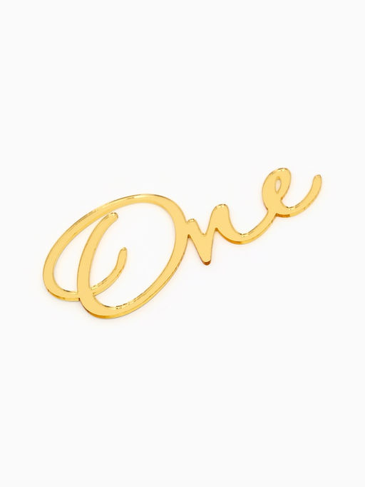 Цена за 3 шт. Топпер для торта "One" акрил, цвет золотой