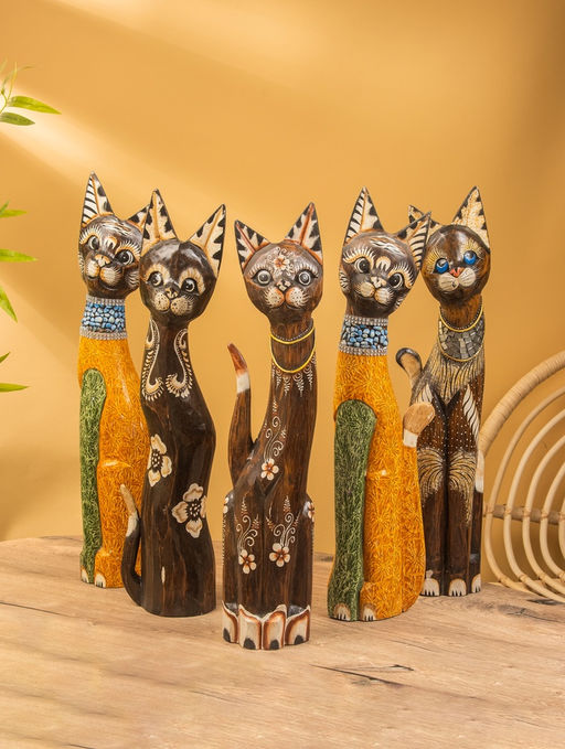 Сувенир «Кошка», 60×14×6 см, дерево, коричневый, МИКС