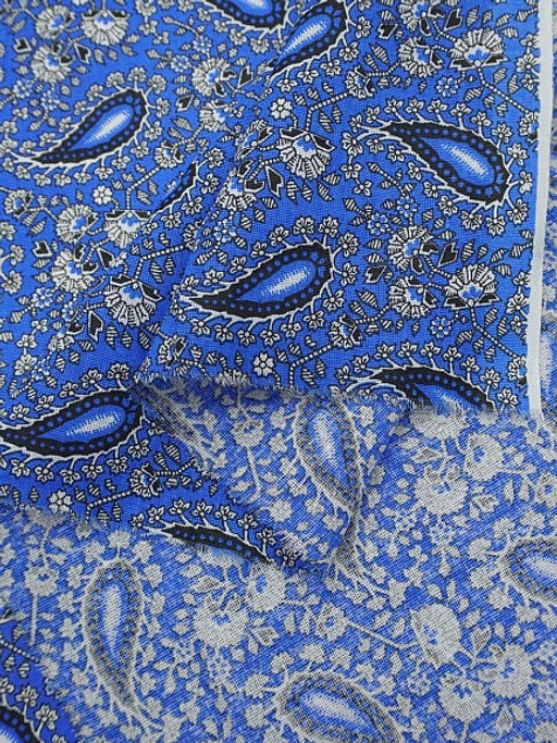 Бязь Цветочные огурчики цв.васильково-голубой, ш.1.5м, хлопок-100%, 120гр/м.кв - Купава фото 5