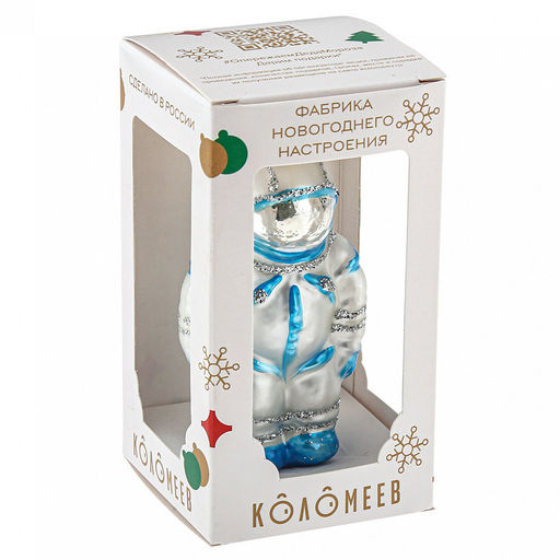 Елочная игрушка фигурка стеклянная Космонавт h11см, голубой, ручная художественная роспись, подарочная упаковка (Россия) - Домашняя мода фото 6