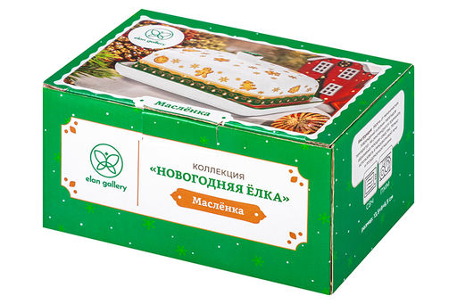 Масленка 13,5*9*6,5 см Новогодняя ёлка зеленый узор NEW BONE CHINA - Elan gallery фото 15