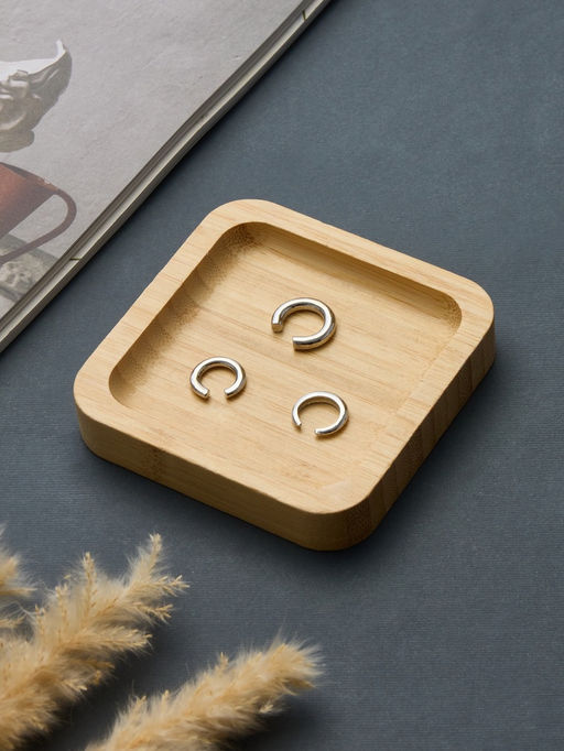 Серьги каффы Трио, набор 3 шт. цвет серебро - Qf фото 4