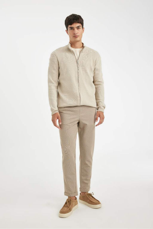 Трикотажный кардиган стандартной посадки с высоким воротником - Defacto фото 2