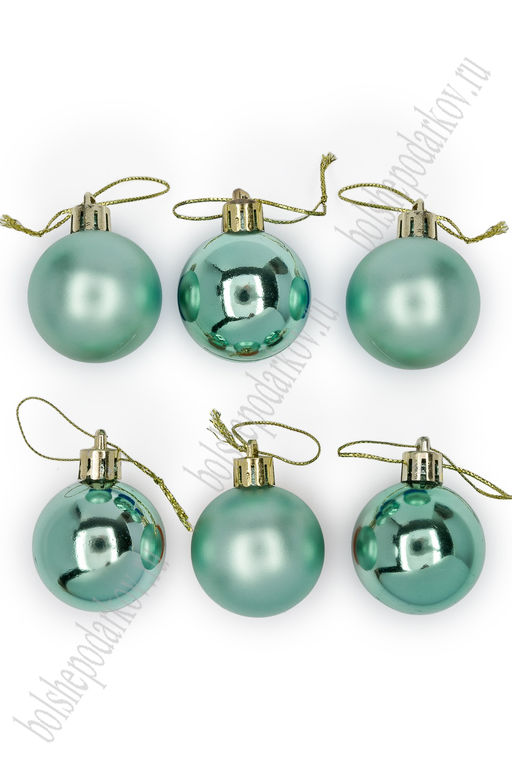 Набор новогодних шаров 4 см (6 шт) SF-7334, аквамариновый №7