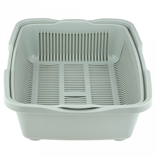 Лоток-туалет для кошек 23х42х11см, пластик, с сеткой, ментоловый (Россия)