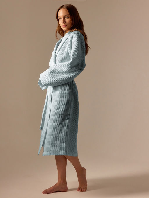 Халат вафельный женский SL HOME: Basic «Аззура», размер L, хлопок 100%, бирюзовый