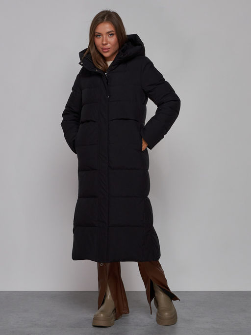 Пальто утепленное молодежное зимнее женское черного цвета 52382Ch - Holdluck фото 19