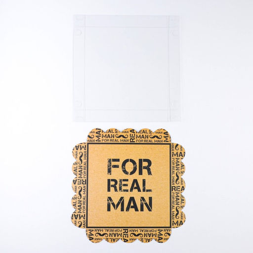 Цена за 5 шт. Коробка для печенья, кондитерская упаковка с пластиковой крышкой, Для настоящего мужчины, 18?18?3 см