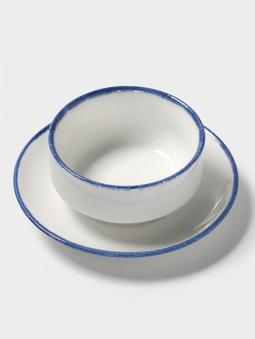 Бульонница с блюдцем Magistro Blue Lagoon, 300 мл, фарфор, белая  фото 2