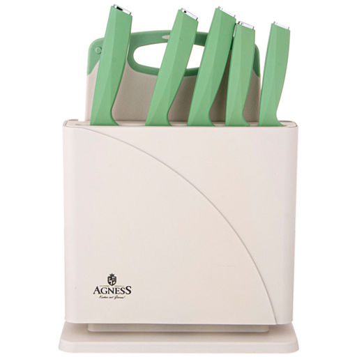 Набор ножей нжс на пластиковой подставке и разделочная доска, 7 пр. 911-763