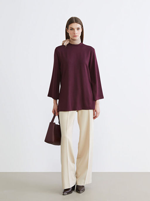 Bisiklet Yaka Oversize Kad?n Sweatshirt Tunik