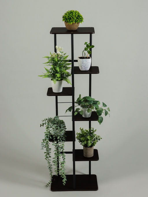 Подставка для цветов Greengo, 7 полок, 36×23×120 см, напольная, каркас металл, полки МДФ, чёрная