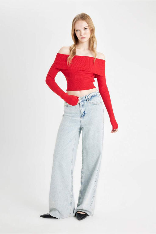 Cool Slim Fit свитер с открытыми плечами - Defacto фото 2