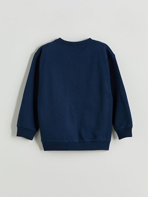 Bisiklet Yaka Bask?l? Erkek ?ocuk Sweatshirt