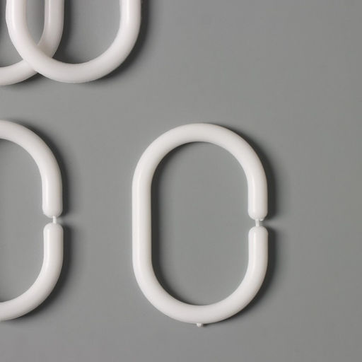 Кольца для штор Доляна, в ванную, пластик, 12 шт., 5.7×3.8 см, белые