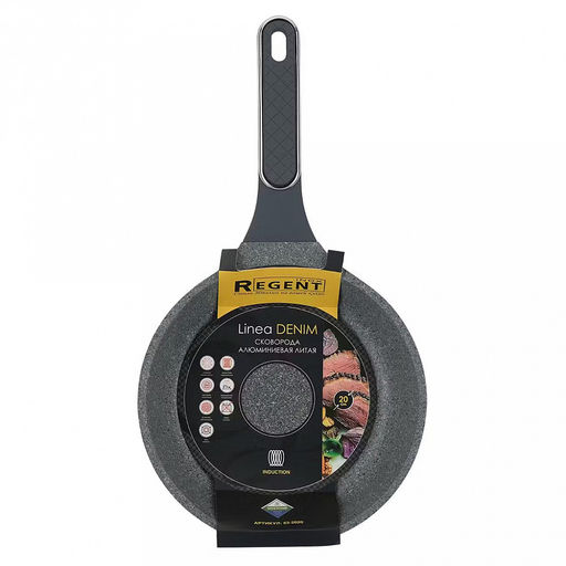 Сковорода с антипригарным покрытием Denim д20см, s4мм, индукционное дно д14см, s1,5мм, литой алюминий, 2-х слойное антипригарное покрытие WISTONE с эффектом гранитной крошки, бакелитовая ручка с покрытием soft-touch, Regent (Китай) Подходит для - Домашняя мода фото 6