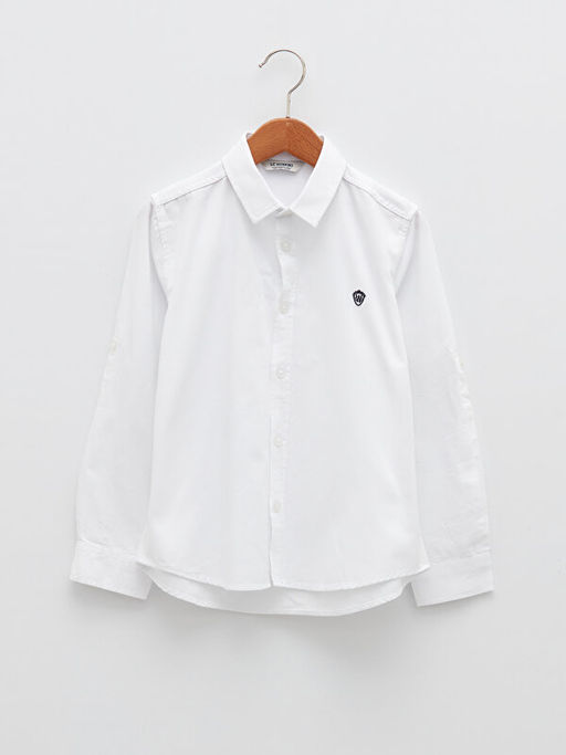 Nak?? Detayl? Uzun Kollu Gabardin Erkek ?ocuk G?mlek