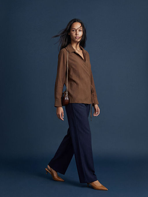 Dokulu Ba?lama Detayl? Kad?n G?mlek