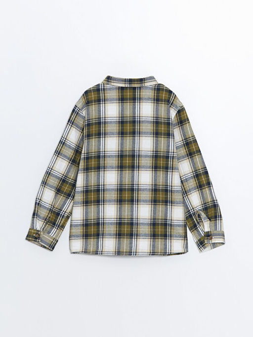 Uzun Kollu Ekose Desenli Erkek ?ocuk Oduncu G?mlek