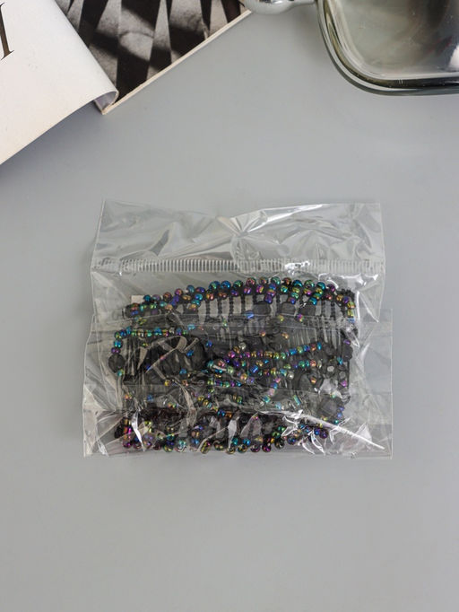 Цена за 2 шт. Зажим для волос «Сетка», шарики грани, 9.5 см, чёрный