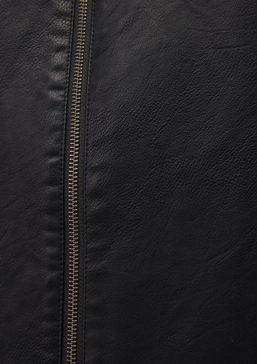 Siyah Suni Deri Ceket - Mavi фото 7