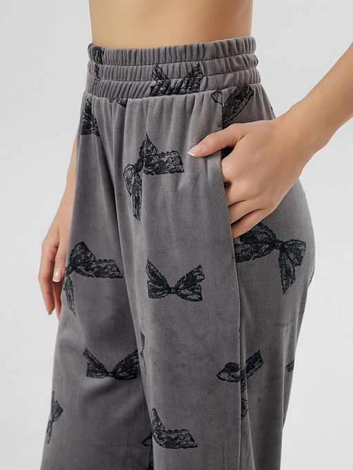 Комплект женский велюровый серый домашний